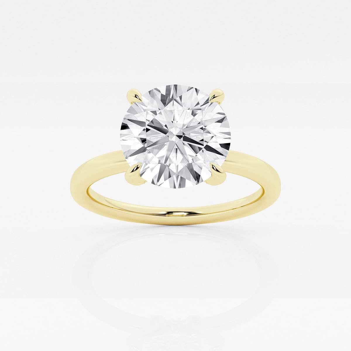 Round 14k Yellow Gold Lab Grown 3ct Solitaire